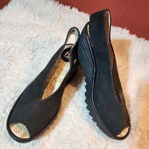 Fly London Black Wedge Shoes